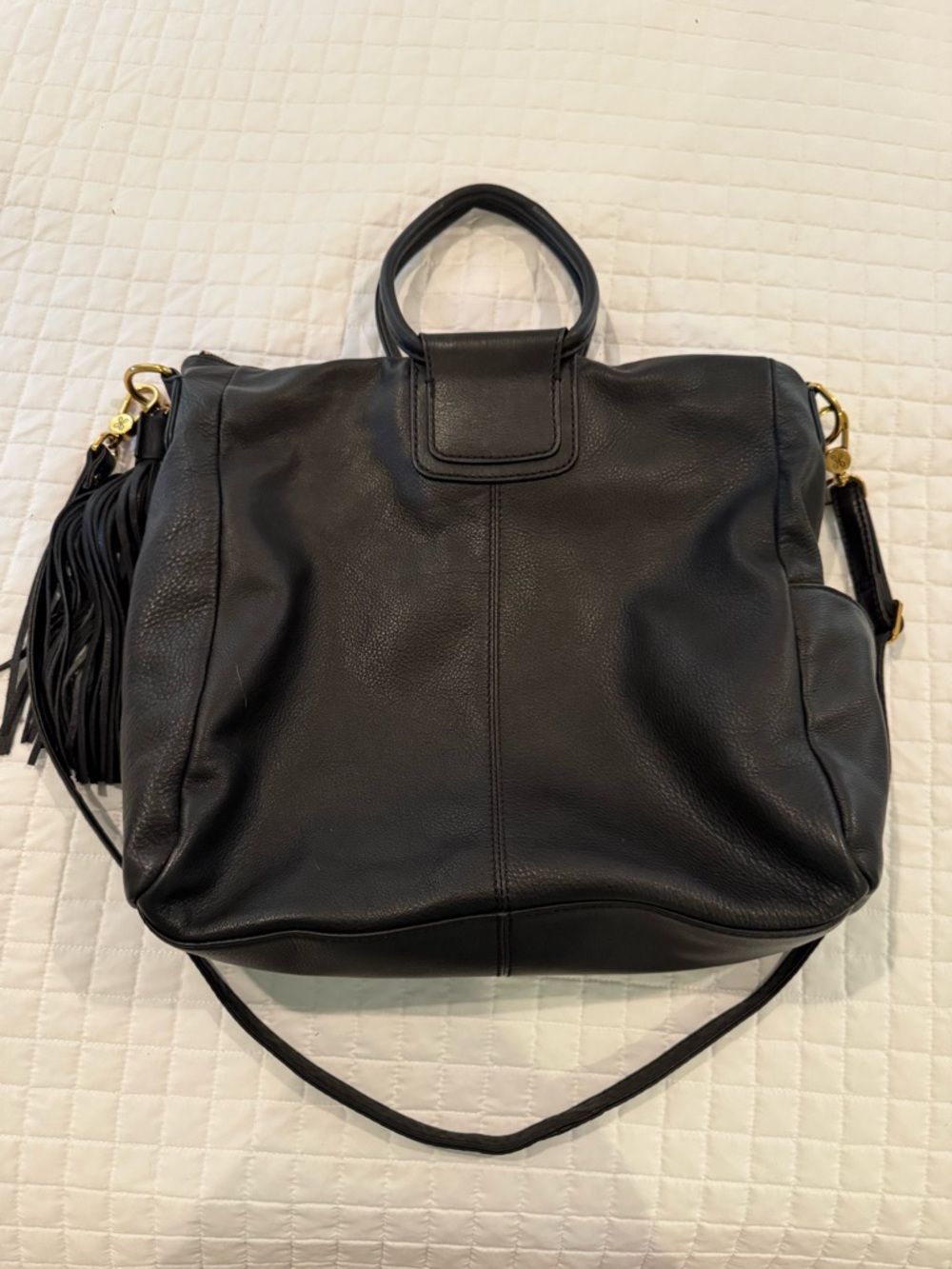 HOBO brand large Sheila satchel with tassel in matte black leather - Picture 2 of 7